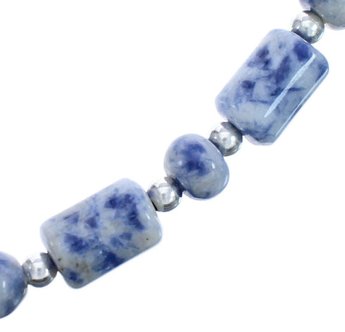 Authentic Sterling Silver Southwest Dumortierite Bead Necklace JX130246